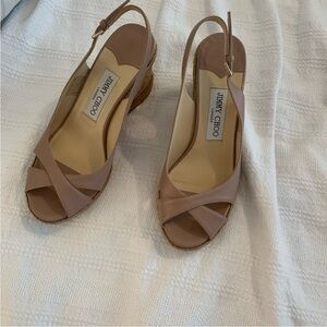 Jimmy Choo leather sling back wedges 37.5